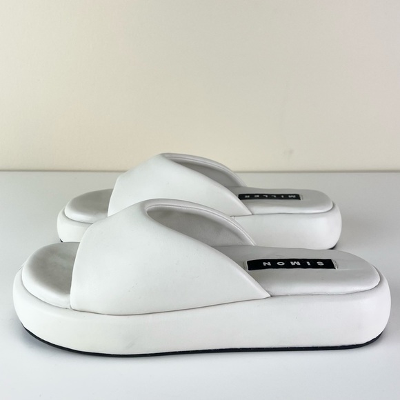 NEW SIMON MILLER IVORY PLATFORM SLIDE SANDALS - Picture 6 of 11